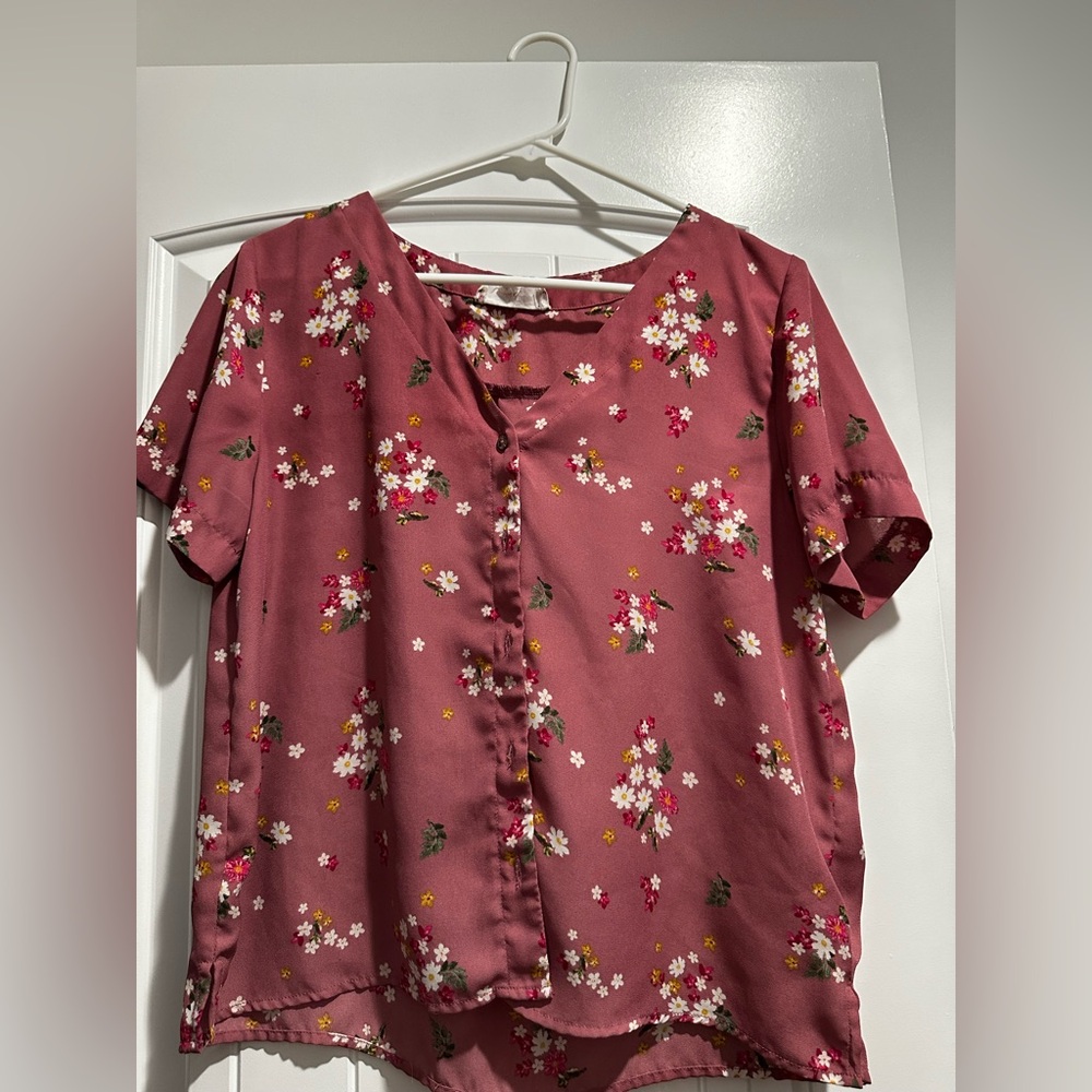 Pink Rose Flutter Sleeve Blouse in Pink
